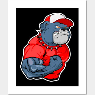 Strong Angry bulldog as a bodybuilder Posters and Art